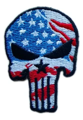 Embroidered Punisher Skull Patch (USA Flag Design)-Front Side
