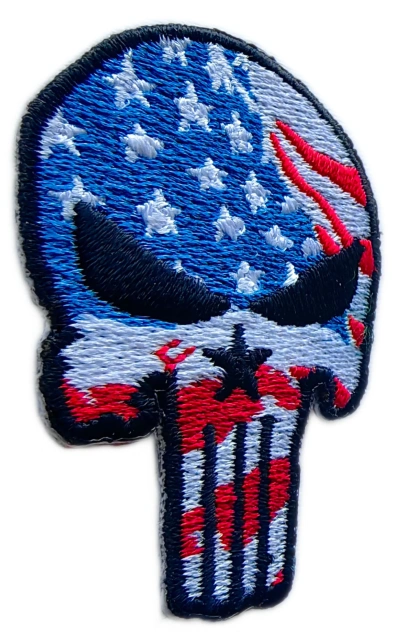 Embroidered Punisher Skull Patch (USA Flag Design)-Left Side