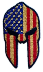 Spartan Helmet US Flag Embroidered Patch-Front Side
