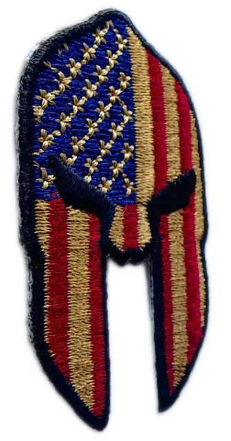 Spartan Helmet US Flag Embroidered Patch-Left Side