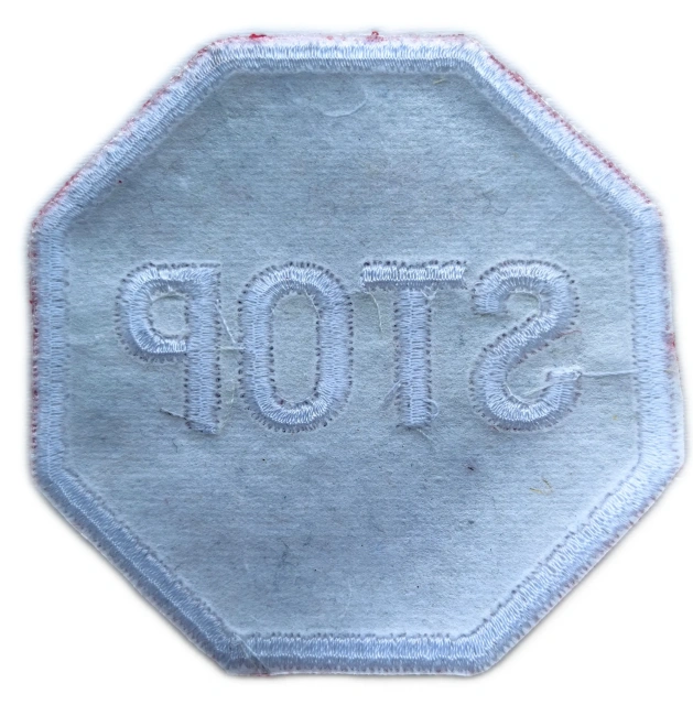 Embroidered Stop Sign Patch (3"W × 3"H)-Back Side