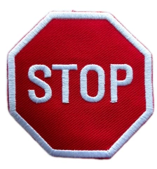 Embroidered Stop Sign Patch (3"W × 3"H)-Front Side