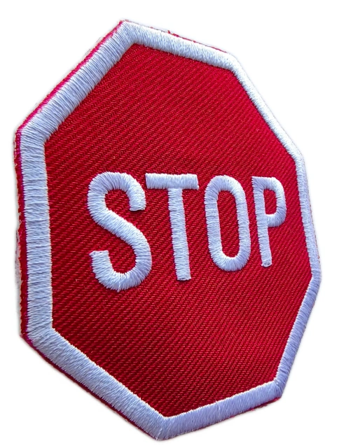 Embroidered Stop Sign Patch (3"W × 3"H)-Left Side