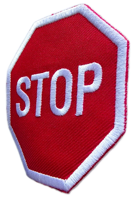 Embroidered Stop Sign Patch (3"W × 3"H)-Right Side