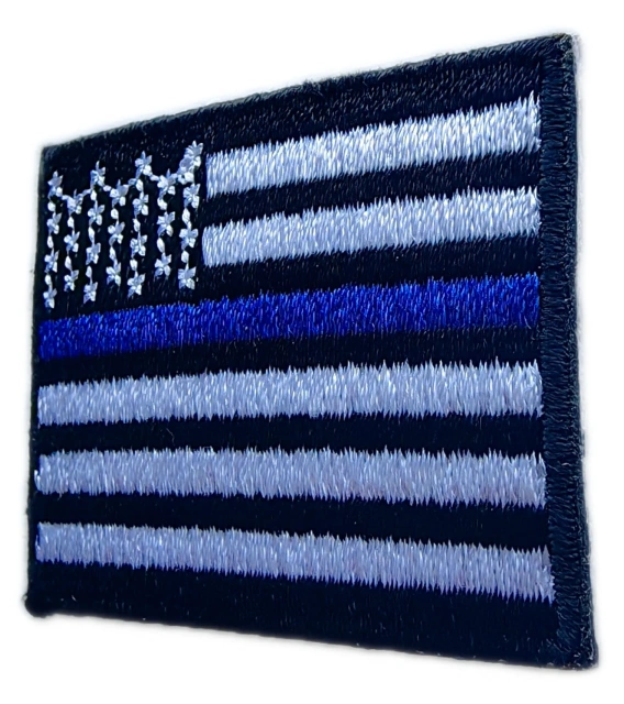 Thin Blue Line Flag Embroidered Patch – American Flag Design with Star Pattern-Right Side