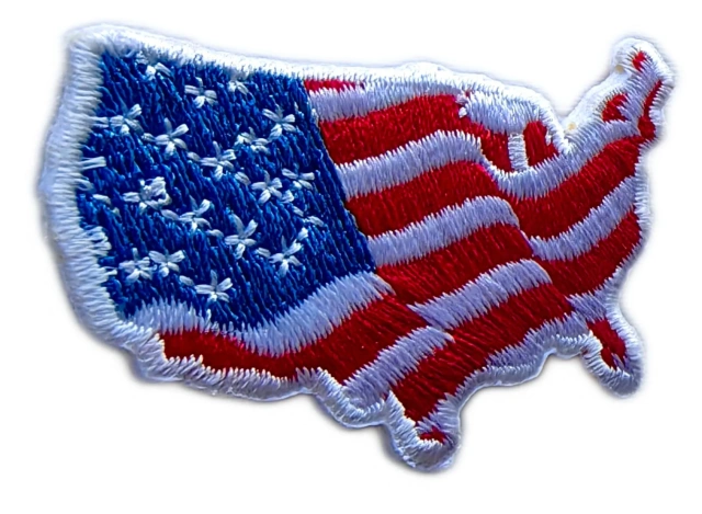 Embroidered USA Map Flag Patch (Stars and Stripes Design, 1.9"W × 1.55"H)-Left Side