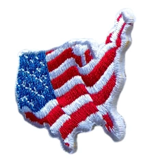 Embroidered USA Map Flag Patch (Stars and Stripes Design, 1.9"W × 1.55"H)-Right Side