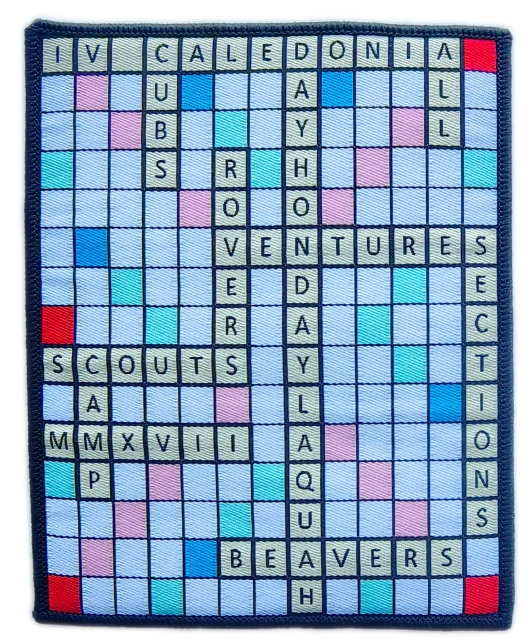 Scout Crossword Woven Patch – Caledonia Adventures & Beavers Commemorative Badge-Front Side