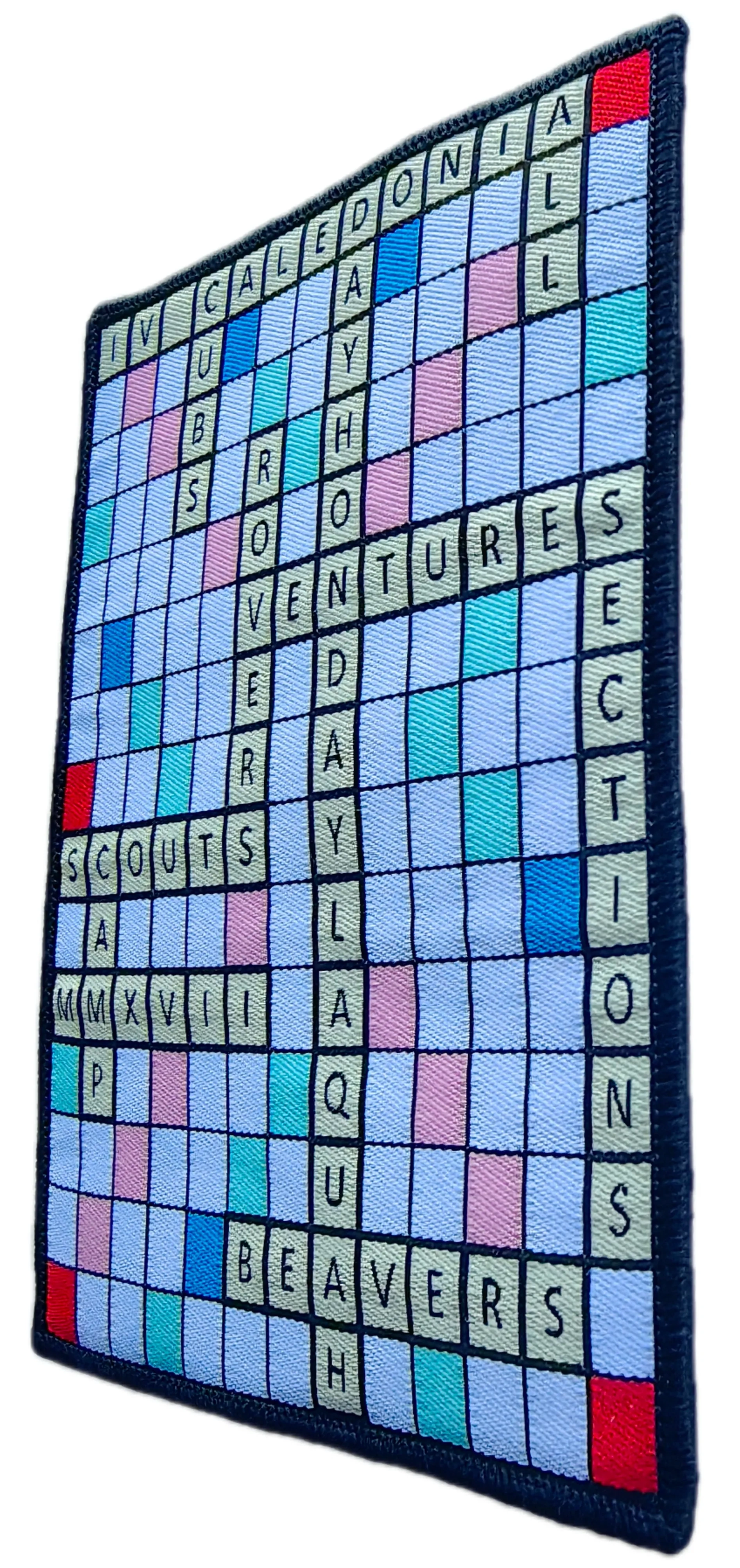 Scout Crossword Woven Patch – Caledonia Adventures & Beavers Commemorative Badge-Right Side