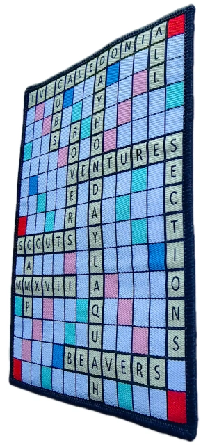 Scout Crossword Woven Patch – Caledonia Adventures & Beavers Commemorative Badge-Right Side