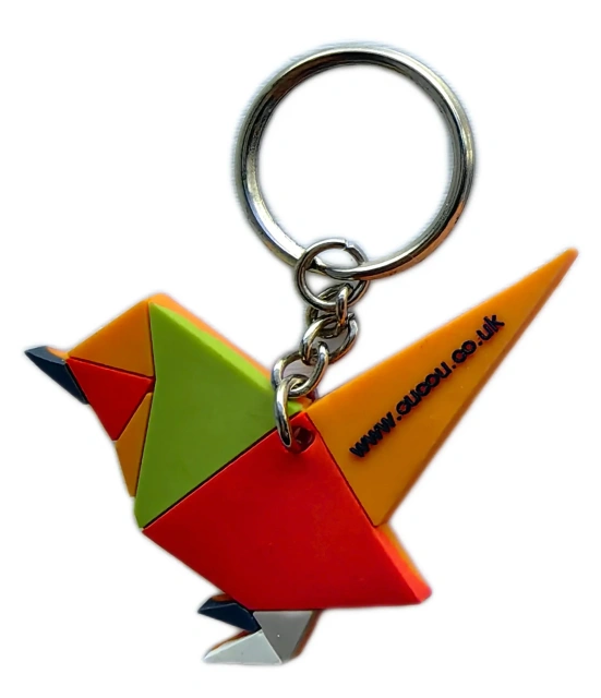Origami Bird PVC Keychain – Colorful Geometric Animal Charm for Keys & Bags-Front Side
