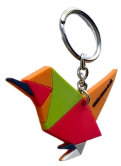 Origami Bird PVC Keychain – Colorful Geometric Animal Charm for Keys & Bags-Left Side