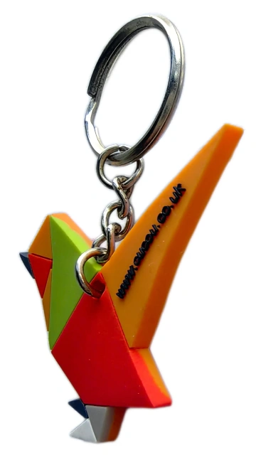 Origami Bird PVC Keychain – Colorful Geometric Animal Charm for Keys & Bags-Right Side