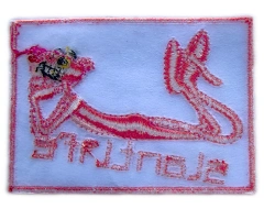 Pink Panther Classic Cartoon Embroidered Patch – Playful Character Badge-Back Side