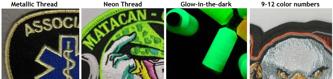 thread options of embroidered patches