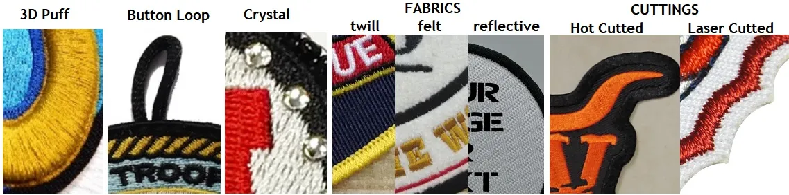 special options of embroidered patches
