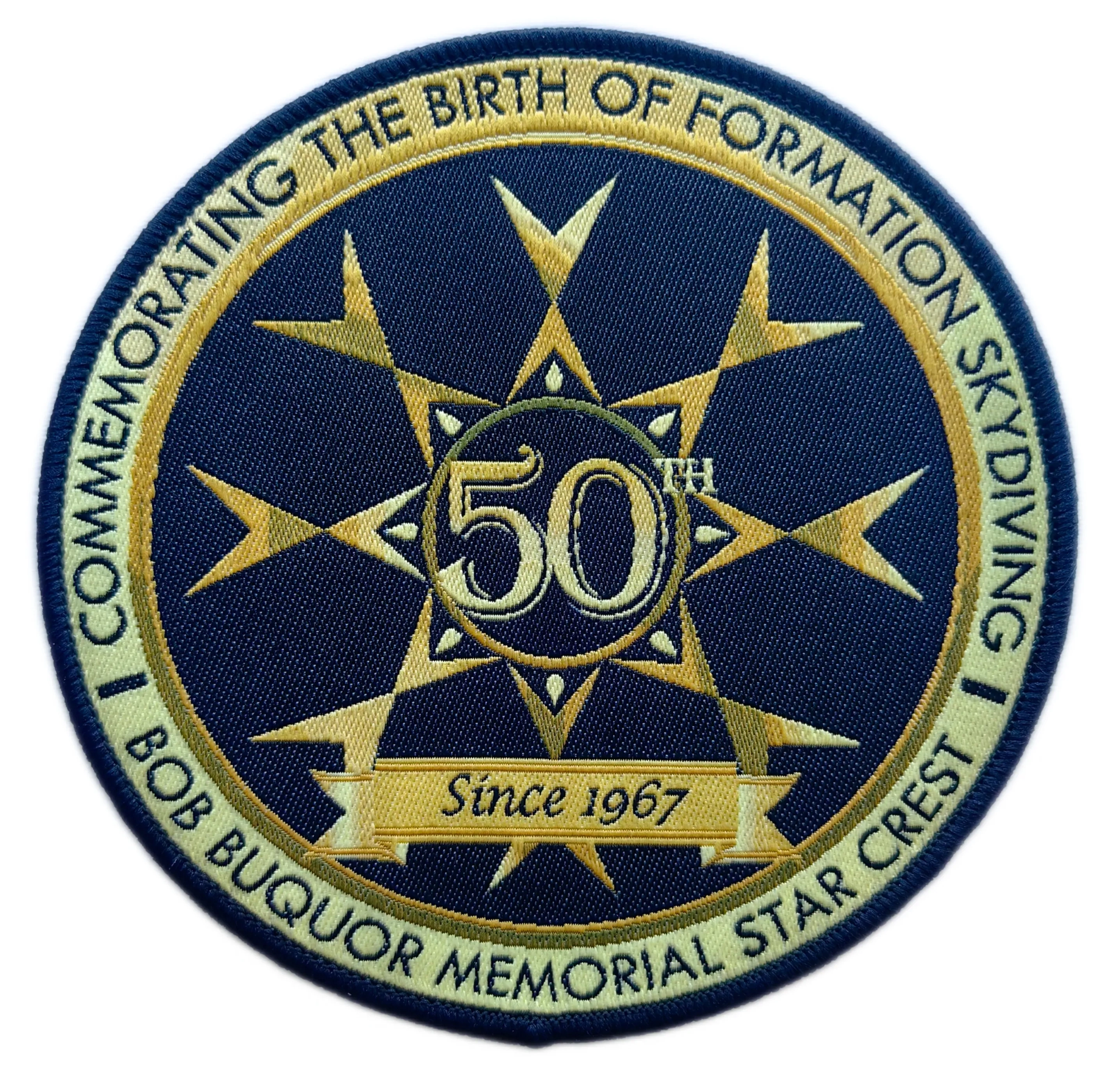 50th Anniversary Formation Skydiving Woven Patch – Bob Buquor Memorial Star Crest-Front Side