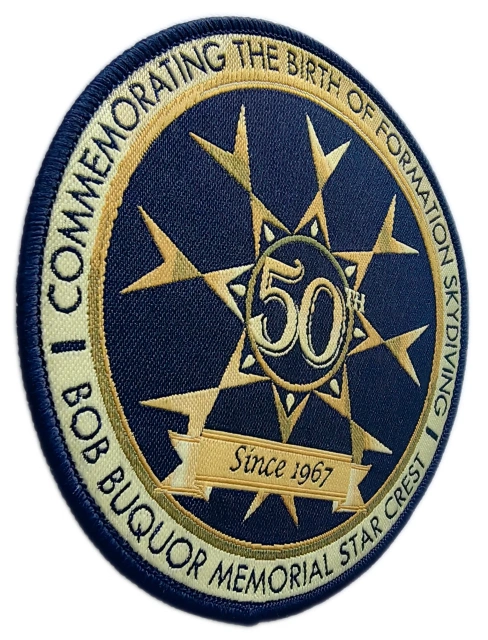 50th Anniversary Formation Skydiving Woven Patch – Bob Buquor Memorial Star Crest-Left Side