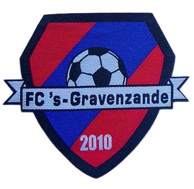FC 's-Gravenzande 3"W x 3"H Custom Woven Label Badge-Front Side