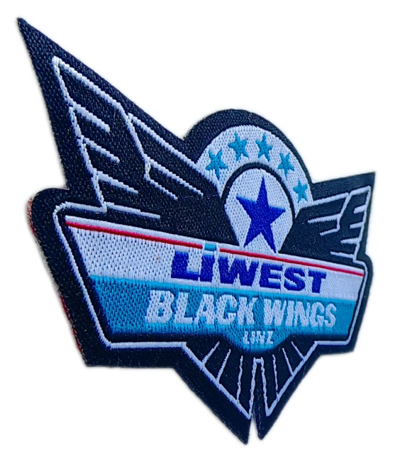 Liwest Black Wings Woven Patch (3.1"W × 1.7"H)-Left Side