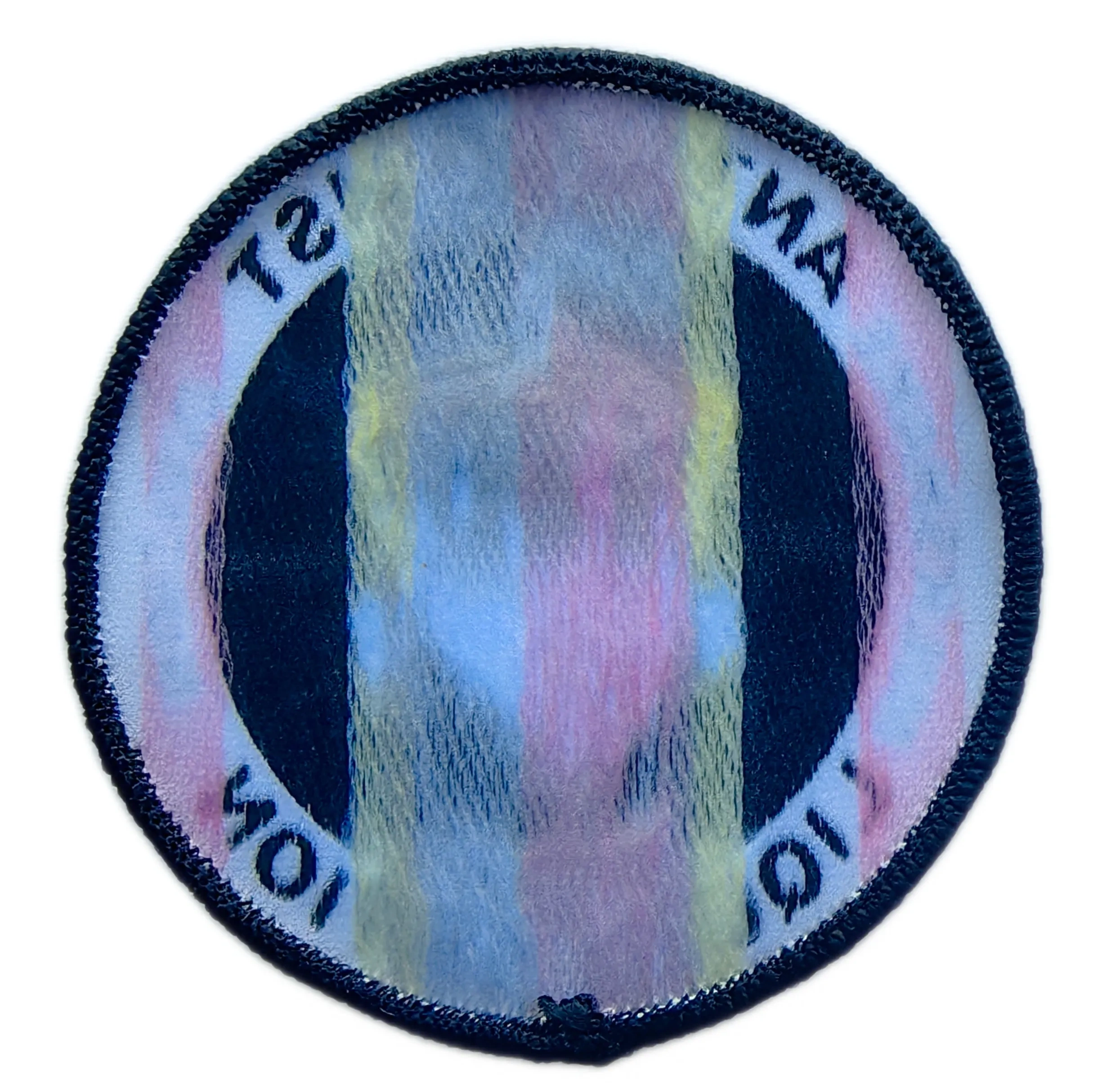 Custom Woven Patch Sample – Milkshake Anti-Fascist Division Design (3"x3")-Back Side