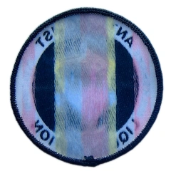 Custom Woven Patch Sample – Milkshake Anti-Fascist Division Design (3"x3")-Back Side