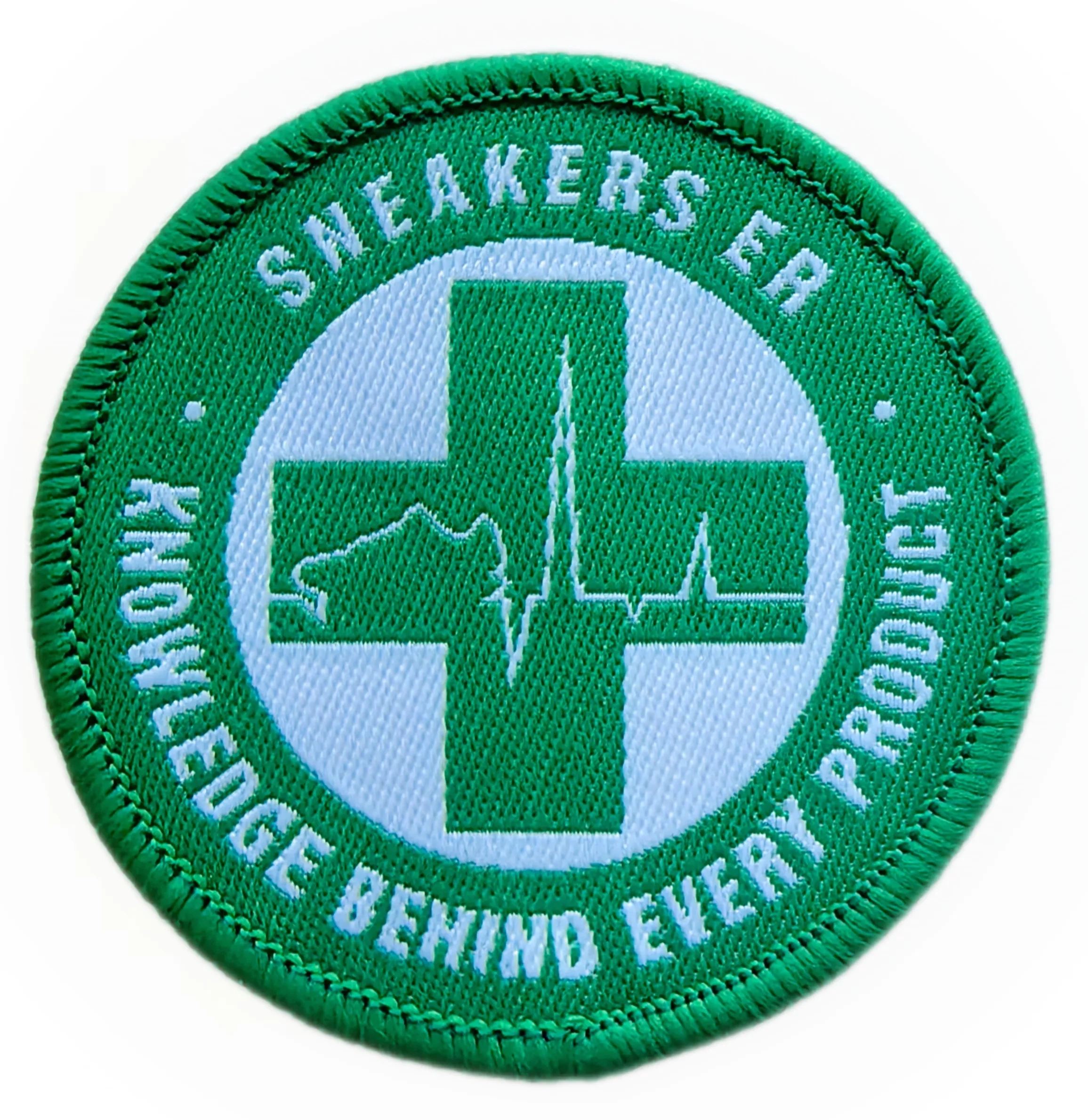 Sneakers Knowledge 2"W x 2"H Circular Woven Patch-Front Side