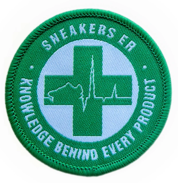 Sneakers Knowledge 2"W x 2"H Circular Woven Patch-Front Side