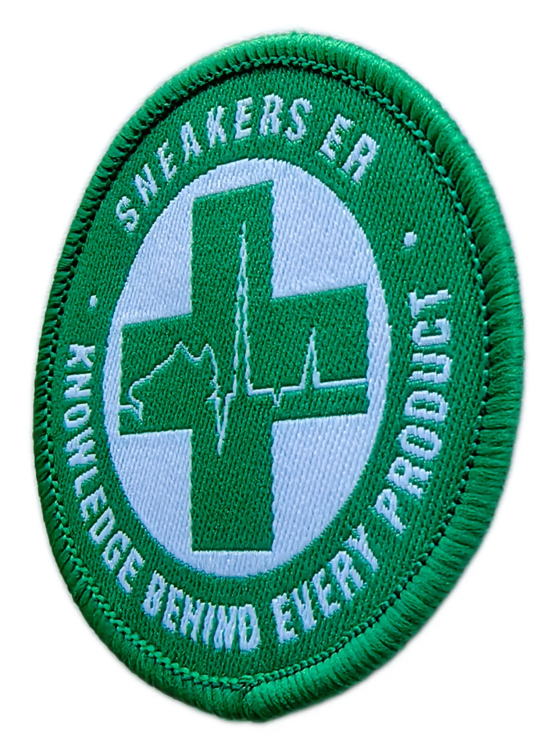 Sneakers Knowledge 2"W x 2"H Circular Woven Patch-Right Side
