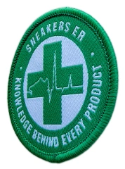 Sneakers Knowledge 2"W x 2"H Circular Woven Patch-Right Side