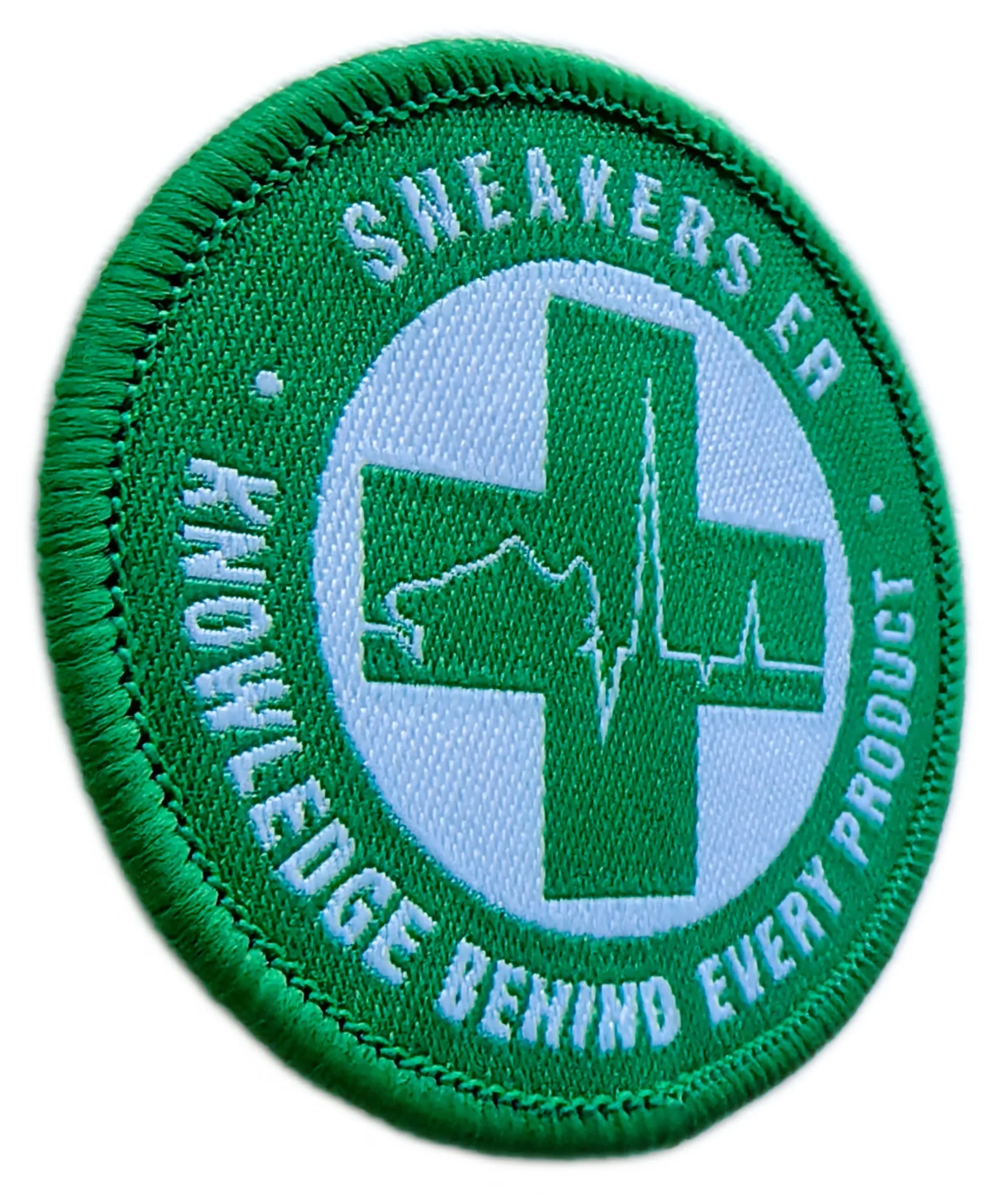 Sneakers Knowledge 2"W x 2"H Circular Woven Patch-Left Side