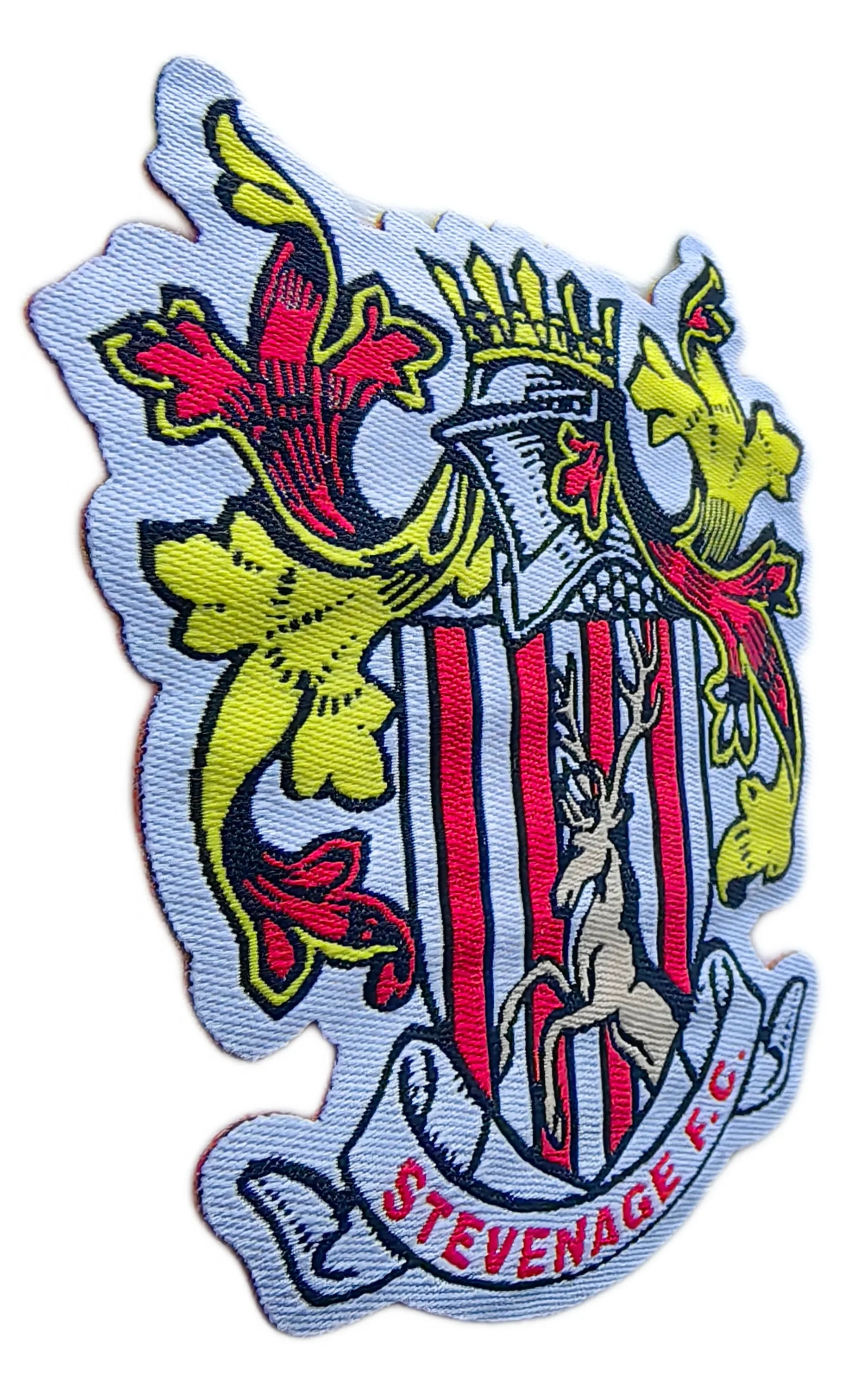 Stevenage F.C. Woven Crest Patch – Official Club Badge for Fans & Kits-Left Side