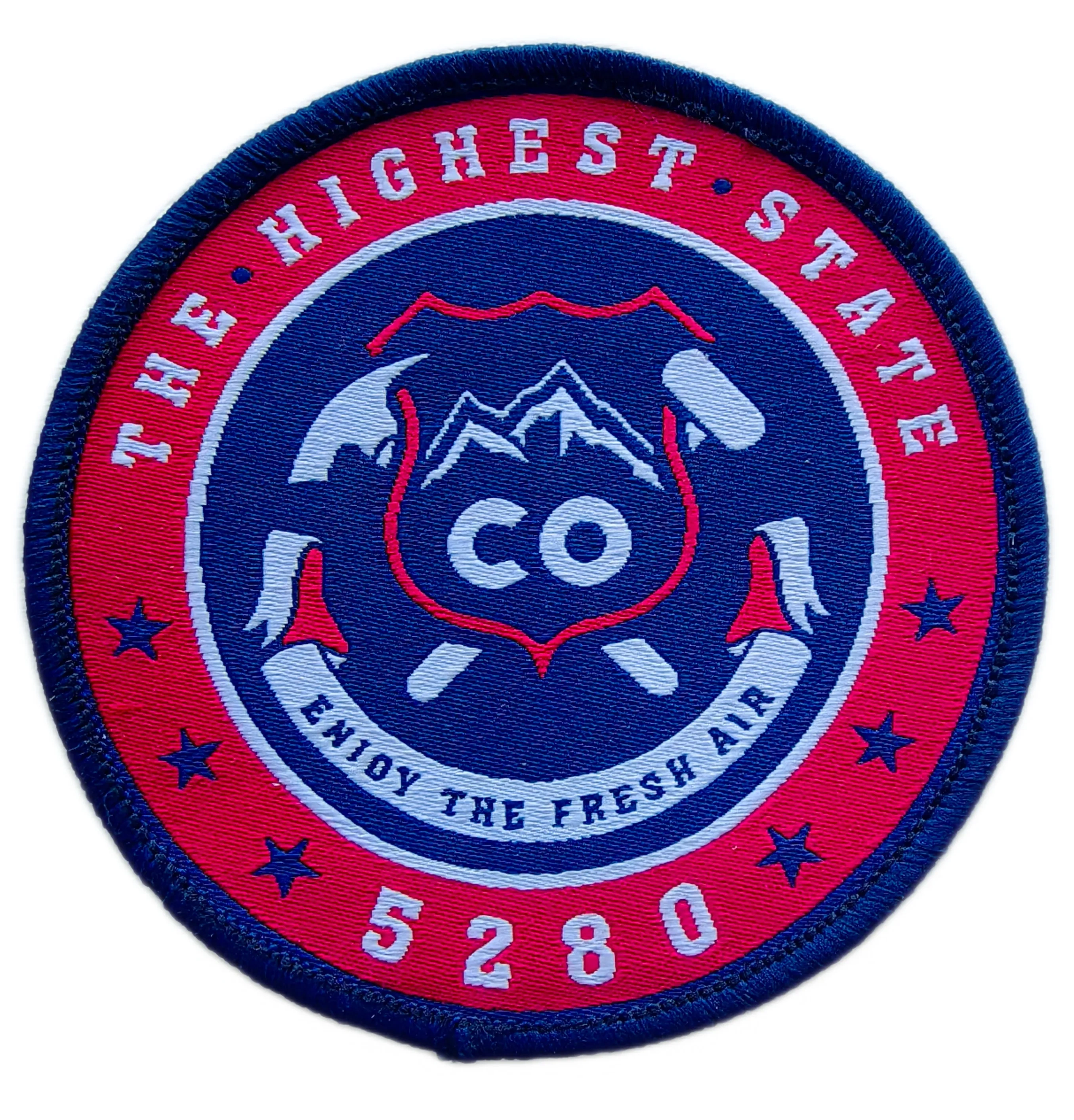 Custom Woven Patch – "The Highest State" Colorado 5280 Design (3"x3")-Front Side