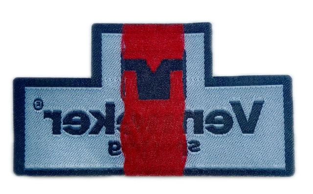 Venneker Sporting Woven Patch (2.9"W × 1.6"H) - Cut Edge with Adhesive Backing-Back Side