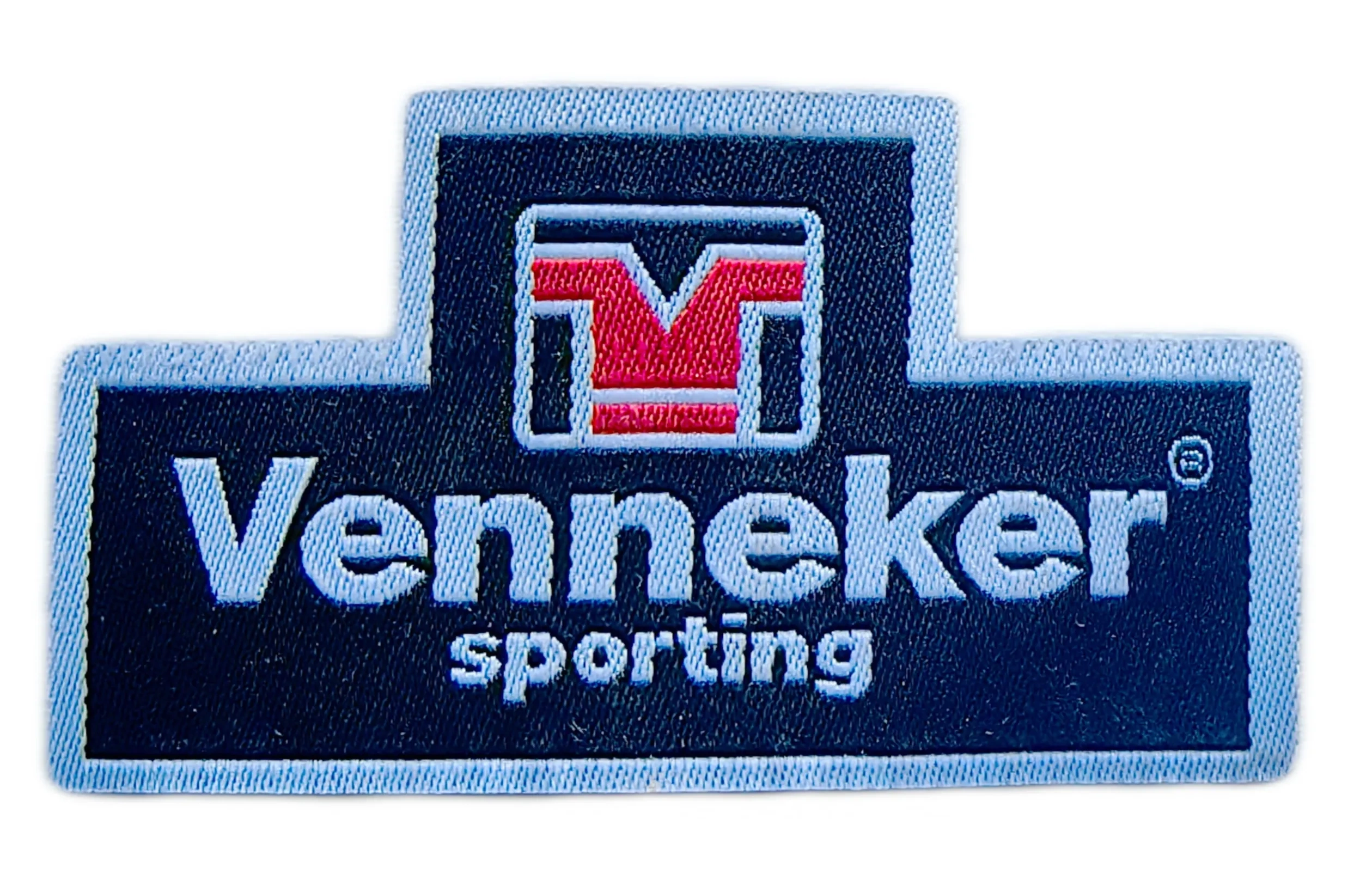 Venneker Sporting Woven Patch (2.9"W × 1.6"H) - Cut Edge with Adhesive Backing-Front Side