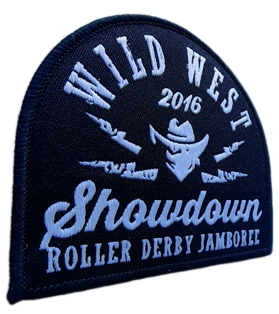 Wild West Showdown 3.4"W x 3"H Roller Derby Jamboree Woven Patch-Left Side