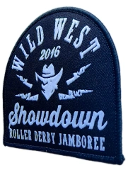Wild West Showdown 3.4"W x 3"H Roller Derby Jamboree Woven Patch