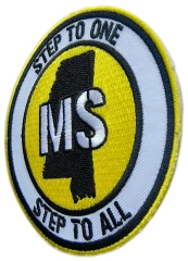 Tailored University State Pride Embroidered Patch Sample: Mississippi State “Step To One” Motto Design-Right Side