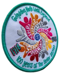 Custom Embroidered Girlguiding North West England 100 Years of The Senior Section Commemorative Patch Display Sample-Left Side
