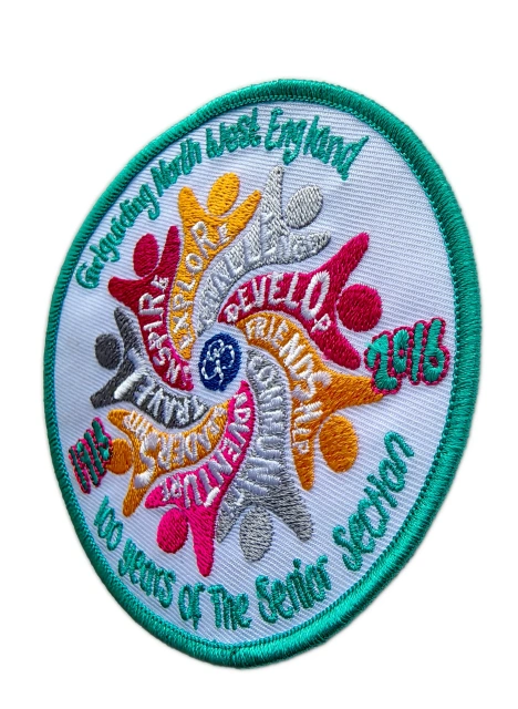 Custom Embroidered Girlguiding North West England 100 Years of The Senior Section Commemorative Patch Display Sample-Right Side
