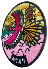 Custom Embroidered Pokémon "Ho-Oh, The Rainbow Pokémon" Display Sample Patch-Right Side
