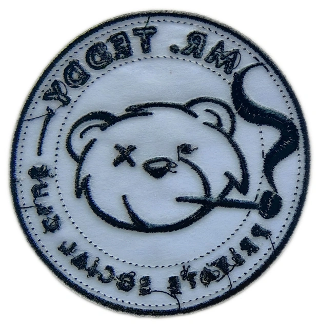 Tailored Private Social Club Embroidered Patch Sample: Mr. Teddy Club Vintage Teddy Bear Design-Back Side