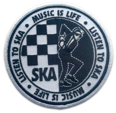 Tailored Ska Subculture Embroidered Patch Sample: "Music Is Life" Rude Boy Design-Front Side