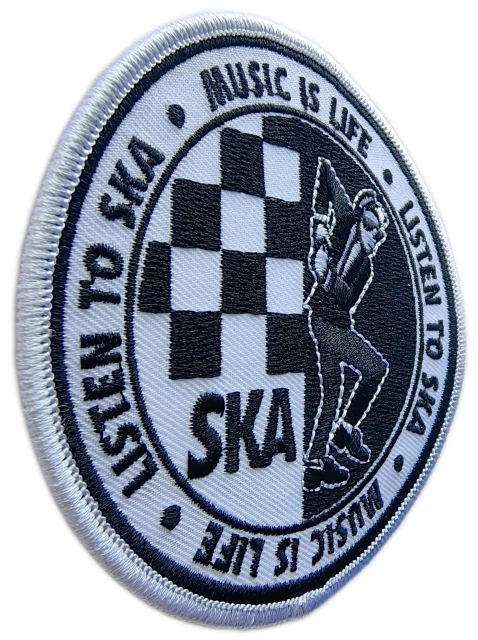 Tailored Ska Subculture Embroidered Patch Sample: "Music Is Life" Rude Boy Design-Left Side