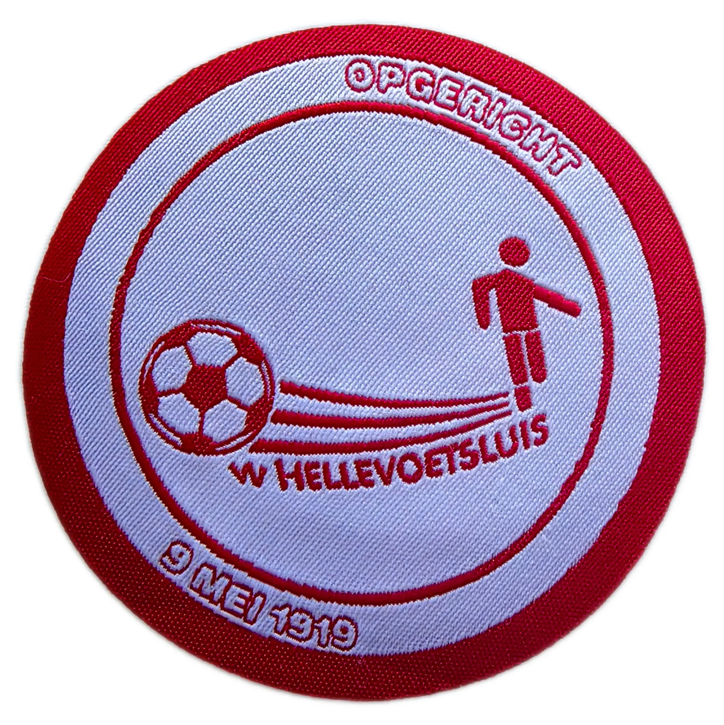 Custom 2.8" Circular Cut-Edge Woven Patch - W Hellevoetsluis Soccer Club Commemorative Emblem-Front Side