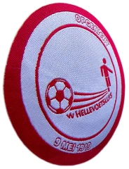 Custom 2.8" Circular Cut-Edge Woven Patch - W Hellevoetsluis Soccer Club Commemorative Emblem-Left Side