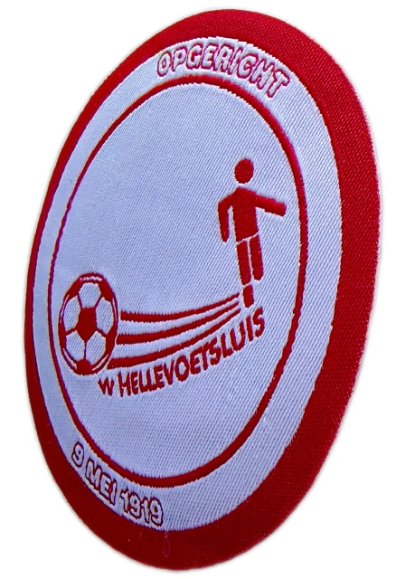 Custom 2.8" Circular Cut-Edge Woven Patch - W Hellevoetsluis Soccer Club Commemorative Emblem-Right Side