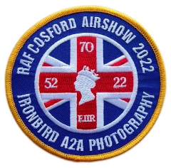 Custom Embroidered Military Airshow Event Patch: RAF Cosford 2022 Ironbird A2A Photography Display Sample-Front Side