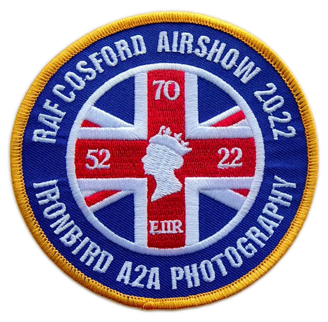 Custom Embroidered Military Airshow Event Patch: RAF Cosford 2022 Ironbird A2A Photography Display Sample-Front Side