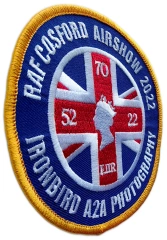 Custom Embroidered Military Airshow Event Patch: RAF Cosford 2022 Ironbird A2A Photography Display Sample-Left Side